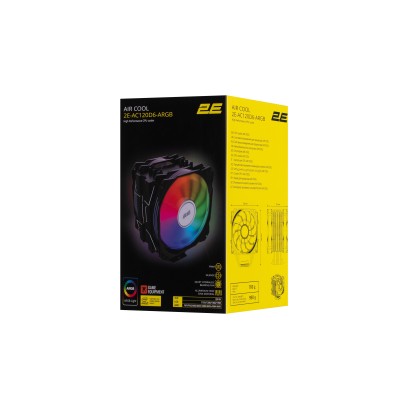 Процесорний кулер 2E GAMING Air Cool AC120D6-ARGB, LGA1851, 1700, 1366, 1200, 115x, AM5, AM4, AM3, AM3+, AM2, AM2+, FM2, FM1, 4p Процесорний кулер 2E GAMING Air Cool AC120D6-ARGB, LGA1851, 1700, 1366, 1200, 115x, AM5, AM4, AM3, AM3+, AM2, AM2+, FM2, FM1, 4p