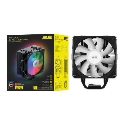 Процесорний кулер 2E GAMING Air Cool ACN120B-ARGB, LGA1851, 1700, 1200, 115x, 1366, AM5, AM4, AM3, AM3+, 4pin PWM, 3pin +5VARGB, Процесорний кулер 2E GAMING Air Cool ACN120B-ARGB, LGA1851, 1700, 1200, 115x, 1366, AM5, AM4, AM3, AM3+, 4pin PWM, 3pin +5VARGB,