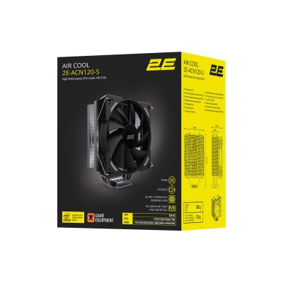 Процесорний кулер 2E GAMING Air Cool ACN120-S, LGA1851, 1700, 1366, 1200, 115x, AM5, AM4, AM3, AM3+, AM2, AM2+, FM2, FM1, 4pin P