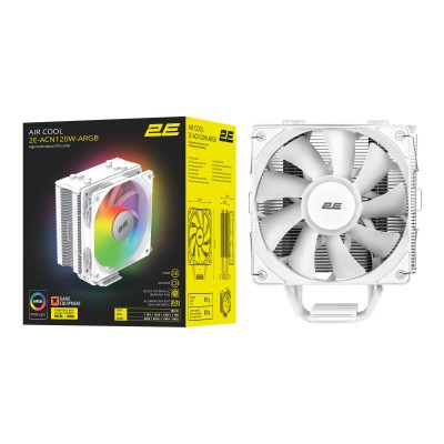 Процесорний кулер 2E GAMING Air Cool ACN120W-ARGB, LGA1851, 1700, 1200, 115x, 1366, AM5, AM4, AM3, AM3+, AM2 ,AM2+, FM2, FM1 4pi Процесорний кулер 2E GAMING Air Cool ACN120W-ARGB, LGA1851, 1700, 1200, 115x, 1366, AM5, AM4, AM3, AM3+, AM2 ,AM2+, FM2, FM1 4pi