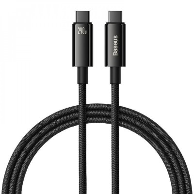 Cable Baseus Tungsten Gold Type-C To Type-C 240W (CAWJ040001) 1m Black Cable Baseus Tungsten Gold Type-C To Type-C 240W (CAWJ040001) 1m Black