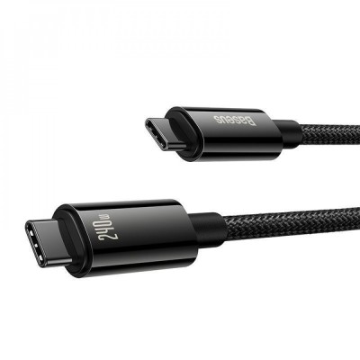 Cable Baseus Tungsten Gold Type-C To Type-C 240W (CAWJ040001) 1m Black Cable Baseus Tungsten Gold Type-C To Type-C 240W (CAWJ040001) 1m Black