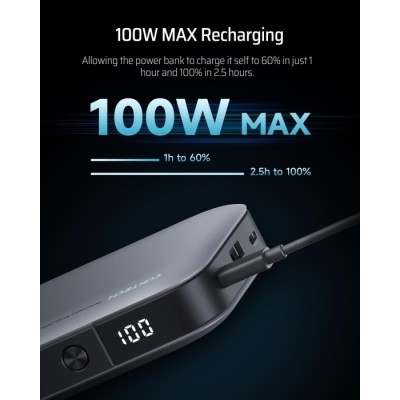 Power Bank CUKTECH PB250 25000mAh 210W сірий Power Bank CUKTECH PB250 25000mAh 210W сірий