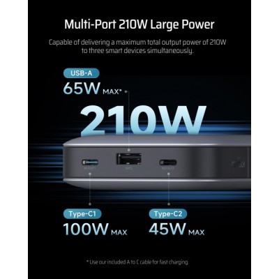 Power Bank CUKTECH PB250 25000mAh 210W сірий Power Bank CUKTECH PB250 25000mAh 210W сірий