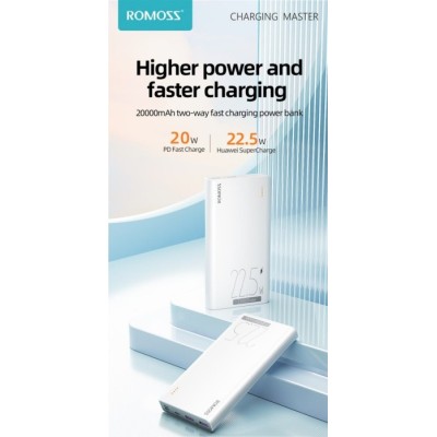 Зовн_АКБ Romoss 20000mAh Sense 6 22,5W (PPH80-611-1121H) білий Зовн_АКБ Romoss 20000mAh Sense 6 22,5W (PPH80-611-1121H) білий