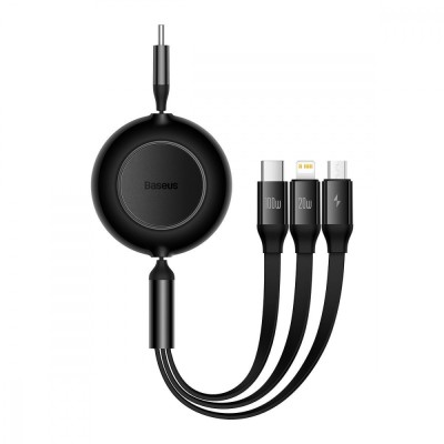 Кабель Baseus Bright Mirror 2 Series 3-in-1 (Micro USB+Lightning+Type-C) 100W (1.1m) CAMJ010201 Black Кабель Baseus Bright Mirror 2 Series 3-in-1 (Micro USB+Lightning+Type-C) 100W (1.1m) CAMJ010201 Black