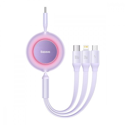 Кабель Baseus Bright Mirror 2 Series 3-in-1 (Micro USB+Lightning+Type-C) 100W (1.1m) CAMJ010205 Purple Кабель Baseus Bright Mirror 2 Series 3-in-1 (Micro USB+Lightning+Type-C) 100W (1.1m) CAMJ010205 Purple
