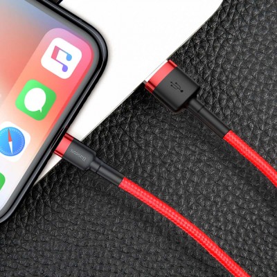 Кабель Baseus Cafule Lightning 2.4A (0.5m) (CALKLF-A19) red/black