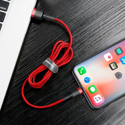 Кабель Baseus Cafule Lightning 2.4A (0.5m) (CALKLF-A19) red/black