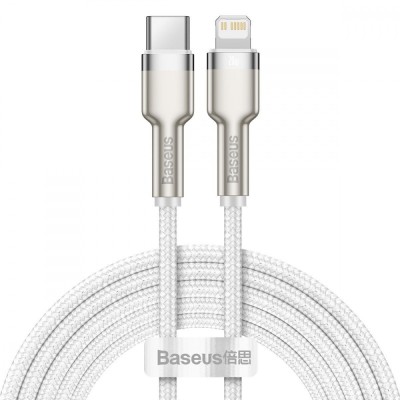 Кабель Baseus Cafule Metal Data USB кабель Type-C to iP PD 20W 2m (CATLJK-B02) White