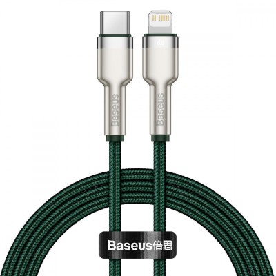 Кабель Baseus Cafule Metal Type-C To Lightning PD 20W (1m) (CATLJK-A06) Green Кабель Baseus Cafule Metal Type-C To Lightning PD 20W (1m) (CATLJK-A06) Green