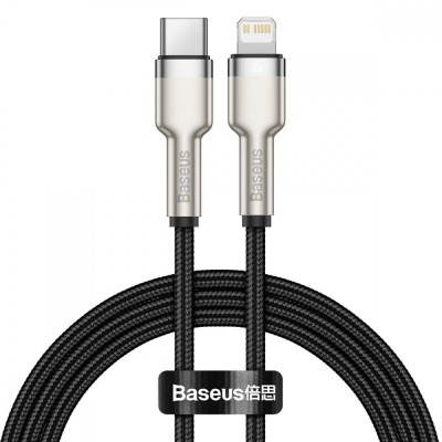 Кабель Baseus Cafule Metal Type-C To Lightning PD 20W (CATLJK-A01) Black 1m Кабель Baseus Cafule Metal Type-C To Lightning PD 20W (CATLJK-A01) Black 1m