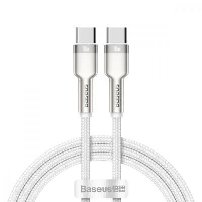 Кабель Baseus Cafule Metal Type-C To Type-C 100W (CATJK-C02) White 1m Кабель Baseus Cafule Metal Type-C To Type-C 100W (CATJK-C02) White 1m