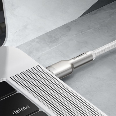 Кабель Baseus Cafule Metal Type-C To Type-C 100W (CATJK-C02) White 1m Кабель Baseus Cafule Metal Type-C To Type-C 100W (CATJK-C02) White 1m