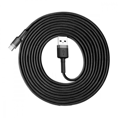 Кабель Baseus Cafule Type-C 2A (3m) CATKLF-UG1 (gray/black) Кабель Baseus Cafule Type-C 2A (3m) CATKLF-UG1 (gray/black)