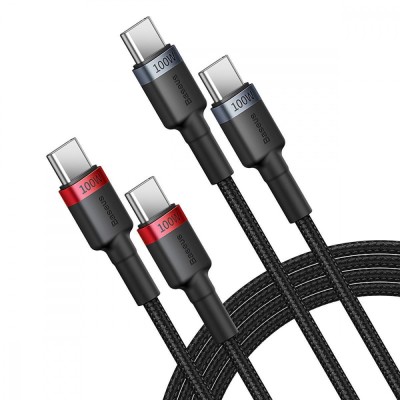 Кабель Baseus Cafule Type-C To Type-C 100W 2m (2pcs) (P10318306003-01) Gray/red
