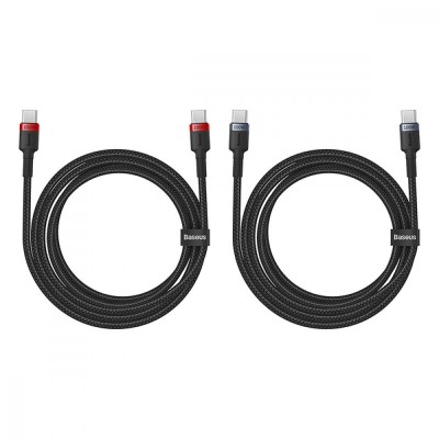 Кабель Baseus Cafule Type-C To Type-C 100W 2m (2pcs) (P10318306003-01) Gray/red