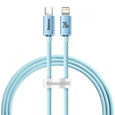 Кабель Baseus Crystal Shine Series Fast Charging Data USB кабель Type-C To IP 20W 1.2m (CAJY001303) Sky Blue