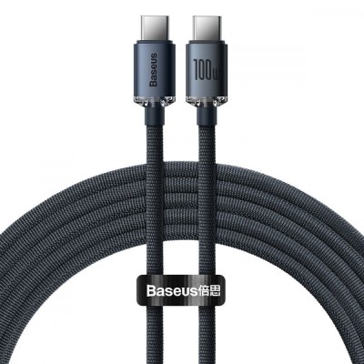 Кабель Baseus Crystal Shine Series Fast Charging Data USB кабель Type-C To Type-C 100 W 2M (CAJY000701) Black Кабель Baseus Crystal Shine Series Fast Charging Data USB кабель Type-C To Type-C 100 W 2M (CAJY000701) Black