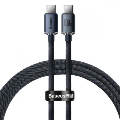 Кабель Baseus Crystal Shine Series Fast Charging Data USB кабель Type-C To Type-C 100W 1.2m (CAJY000601) Black Кабель Baseus Crystal Shine Series Fast Charging Data USB кабель Type-C To Type-C 100W 1.2m (CAJY000601) Black