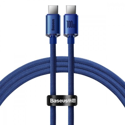 Кабель Baseus Crystal Shine Series Fast Charging Data USB кабель Type-C To Type-C 100W 1.2m (CAJY000603) Blue Кабель Baseus Crystal Shine Series Fast Charging Data USB кабель Type-C To Type-C 100W 1.2m (CAJY000603) Blue