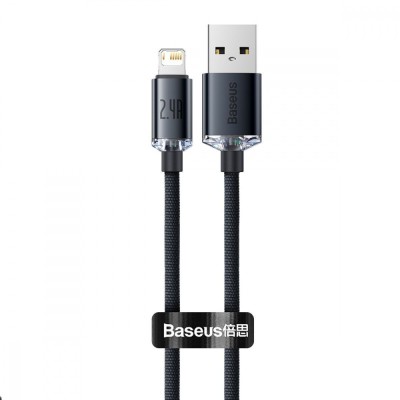 Кабель Baseus Crystal Shine Series Fast Charging Data USB кабель USB To IP 2.4A 1.2m (CAJY000001) Black Кабель Baseus Crystal Shine Series Fast Charging Data USB кабель USB To IP 2.4A 1.2m (CAJY000001) Black