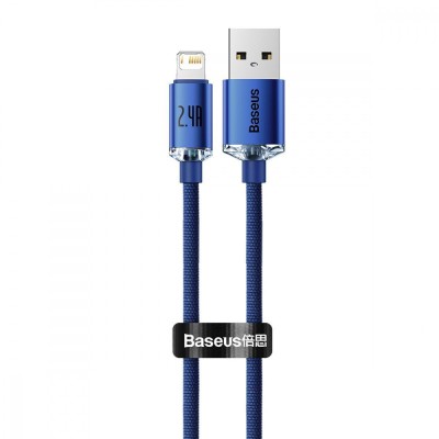 Кабель Baseus Crystal Shine Series Fast Charging Data USB кабель USB To IP 2.4A 1.2m (CAJY000003) Blue Кабель Baseus Crystal Shine Series Fast Charging Data USB кабель USB To IP 2.4A 1.2m (CAJY000003) Blue