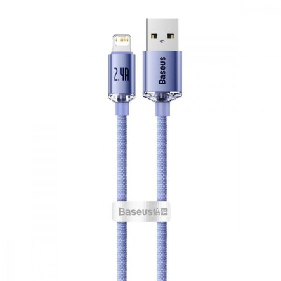 Кабель Baseus Crystal Shine Series Fast Charging Data USB кабель USB To IP 2.4A 1.2m (CAJY000005) Purple Кабель Baseus Crystal Shine Series Fast Charging Data USB кабель USB To IP 2.4A 1.2m (CAJY000005) Purple