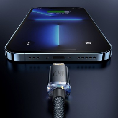 Кабель Baseus Crystal Shine Series Fast Charging Data USB кабель USB To IP 2.4A 1.2m (CAJY000005) Purple Кабель Baseus Crystal Shine Series Fast Charging Data USB кабель USB To IP 2.4A 1.2m (CAJY000005) Purple