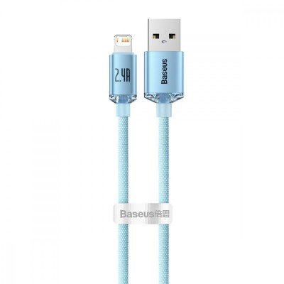 Кабель Baseus Crystal Shine Series Fast Charging Data USB кабель USB To IP 2.4A 1.2m (CAJY001103) Sky Blue Кабель Baseus Crystal Shine Series Fast Charging Data USB кабель USB To IP 2.4A 1.2m (CAJY001103) Sky Blue