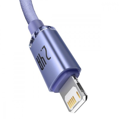 Кабель Baseus Crystal Shine Series Fast Charging Data USB кабель USB To IP 2.4A 2m (CAJY000101) Black