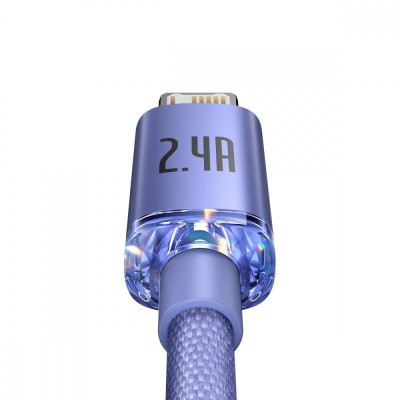 Кабель Baseus Crystal Shine Series Fast Charging Data USB кабель USB To IP 2.4A 2m (CAJY000101) Black