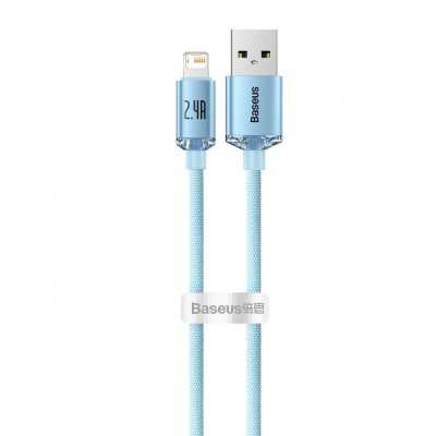 Кабель Baseus Crystal Shine Series Fast Charging Data USB кабель USB To IP 2.4A 2m (CAJY001203) Sky Blue