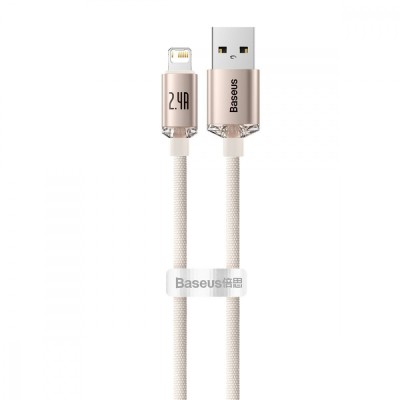 Кабель Baseus Crystal Shine Series Fast Charging Data USB кабель USB To IP 2.4A 2m (CAJY001204) Pink
