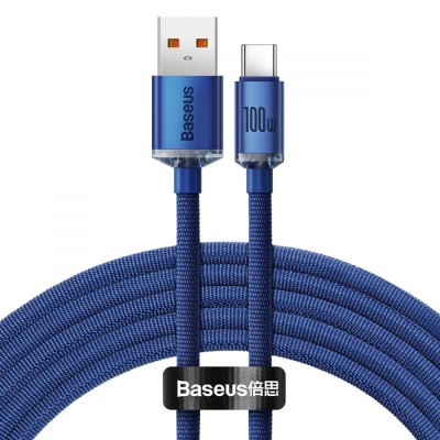 Кабель Baseus Crystal Shine Series Fast Charging Data USB кабель USB To Type-C 100 W 2M (CAJY000503) Blue