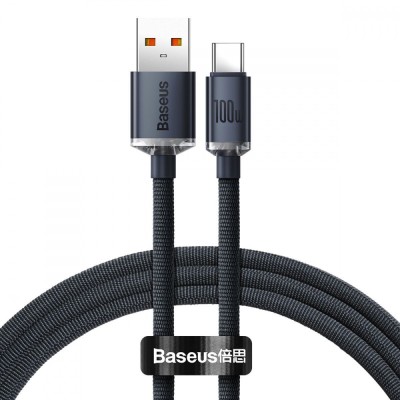 Кабель Baseus Crystal Shine Series Fast Charging Data USB кабель USB To Type-C 100W 1.2m (CAJY000401) Black