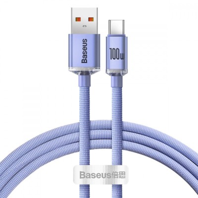Кабель Baseus Crystal Shine Series Fast Charging Data USB кабель USB To Type-C 100W 1.2m (CAJY000405) Purple
