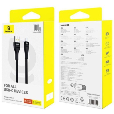 Кабель Baseus Flash 2 Charging Cable USB To USB-C 100W 1m (P10311804111-00) Black Кабель Baseus Flash 2 Charging Cable USB To USB-C 100W 1m (P10311804111-00) Black