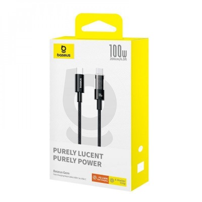 Кабель Baseus Gem Fast-Charging Type-C To Type-C 100W 2m (P10373000111-01) Black