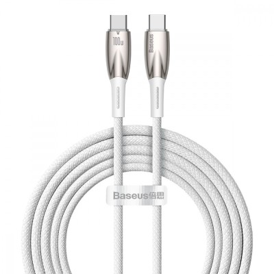 Кабель Baseus Glimmer Series Fast Charging Type-C To Type-C 100W (2m) CADH000802 White
