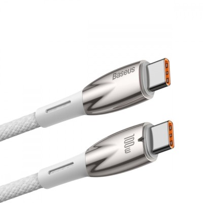 Кабель Baseus Glimmer Series Fast Charging Type-C To Type-C 100W (2m) CADH000802 White