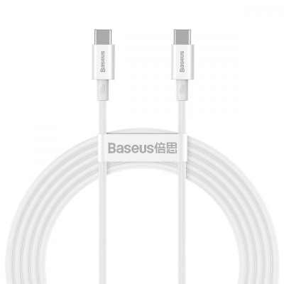 Кабель Baseus Superior Series Fast Charging Data USB кабель Type-C To Type-C 100W 2М (CATYS-C02) White Кабель Baseus Superior Series Fast Charging Data USB кабель Type-C To Type-C 100W 2М (CATYS-C02) White