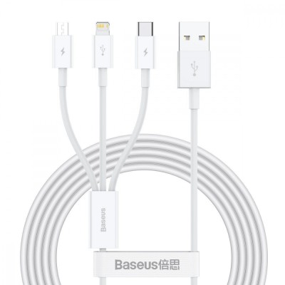 Кабель Baseus Superior Series USB To M + L + C 3.5 A 1.5 М (CAMLTYS-02) White