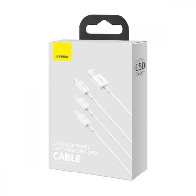Кабель Baseus Superior Series USB To M + L + C 3.5 A 1.5 М (CAMLTYS-02) White