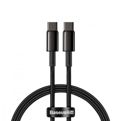Кабель Baseus Tungsten Gold Type-C To Type-C 100W (CATWJ-01) Black 1m Кабель Baseus Tungsten Gold Type-C To Type-C 100W (CATWJ-01) Black 1m