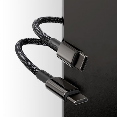 Кабель Baseus Tungsten Gold Type-C To Type-C 100W (CATWJ-01) Black 1m Кабель Baseus Tungsten Gold Type-C To Type-C 100W (CATWJ-01) Black 1m