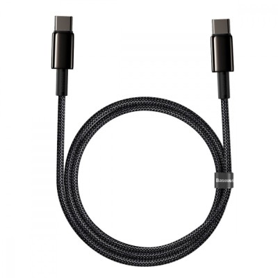 Кабель Baseus Tungsten Gold Type-C To Type-C 100W (CATWJ-01) Black 1m Кабель Baseus Tungsten Gold Type-C To Type-C 100W (CATWJ-01) Black 1m