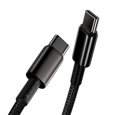 Кабель Baseus Tungsten Gold Type-C To Type-C 100W (CATWJ-01) Black 1m Кабель Baseus Tungsten Gold Type-C To Type-C 100W (CATWJ-01) Black 1m