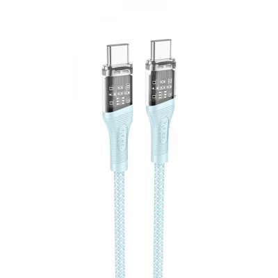 Кабель Hoco U111 Transparent Discovery 60W Type-C to Type-C (1.2m) blue