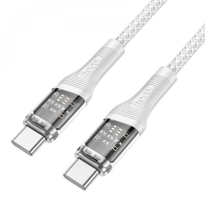 Кабель Hoco U111 Transparent Discovery 60W Type-C to Type-C (1.2m) blue